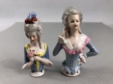 Two early 20th century German porcelain tea cosy dolls.