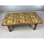 Large oak framed, tile topped coffee table by Trioh of Denmark. Approx 126cm x 65cm x 42 cm