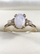 9ct gold opal and seed pearl ring