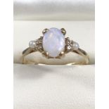 9ct gold opal and seed pearl ring