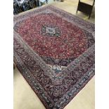 Large red ground Persian/Cashan floral medallion carpet approx. 380cm x 292cm