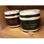 Pair of 20th Century Mendoza Sherry pottery barrels, 31cm high