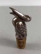 A novelty silver plated wine/liquor pourer in the form of a puffin circa 1950.