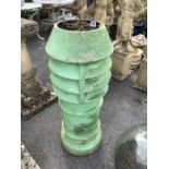 Green painted Chimney pot A/F approx 95cm tall