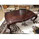 French-style dark wood large coffee table with scalloped edge