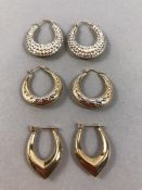 Three sets of 9ct Gold earrings (total weight approx 5.9g)