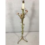 Vintage lamp stand of metal leaves and flowers