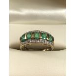 9ct gold emerald and diamond ring, approx size L.5