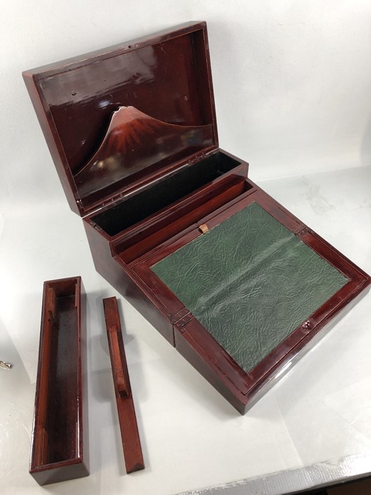 Japanese red lacquer writing box with drawer - Image 6 of 9