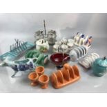 Collection of breakfast ware to include preserve pots, toast racks and egg cups
