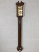 Mahogany cased thermometer and barometer by C Tochetti, Aberdeen, height approx 97cm