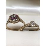 Two 9ct Gold hallmarked ladies diamond rings both approx size 'L'