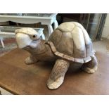 Large carved wooden decorative tortoise, suitable for outdoor use, approx 60cm x 40cm x 34cm tall