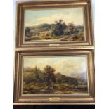 Pair oil on canvas of countryside scenes unsigned with plaques to frame which read "ENGLISH SCHOOL