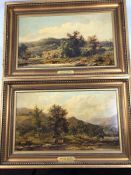 Pair oil on canvas of countryside scenes unsigned with plaques to frame which read "ENGLISH SCHOOL