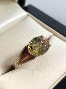 Contemporary styled 9ct Gold ring set with a Citrine coloured Stone Size 'M'