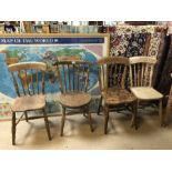 Four pine kitchen chairs (A/F)