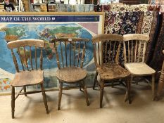 Four pine kitchen chairs (A/F)