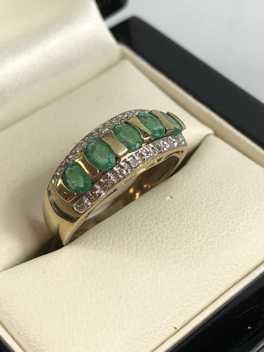 9ct gold emerald and diamond ring, approx size L.5 - Image 2 of 4