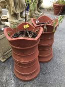 Pair of plastic chimney planters approx 50cm tall