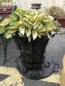 Metalwork planter with variegated leaf plant included