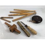 Collection of vintage tools and rulers etc