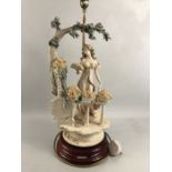 Capodimonte 'Florence' lamp base on wooden plinth