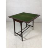 Tapered legged green baized card table