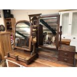 Two toilet / dressing table mirrors, both with drawers to base