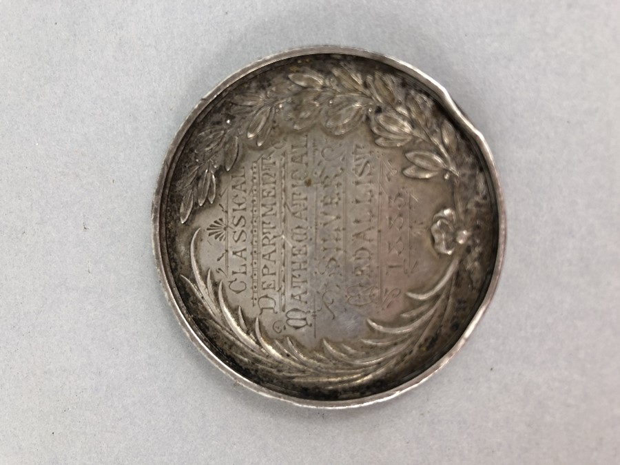 Medal: Cheltenham College Silver medal dated 1883 inscribed to the edge "Walter Gorst Clay" - Image 2 of 4