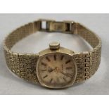 9ct Gold 375 ladies watch by ROTARY stamped to case back and to clasp total weight approx 23.5g