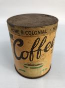 Vintage unopened coffee tin by Home & Colonial "Vacuum Packed 0.5lb net" with Lid