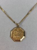 9ct Gold hallmarked 54cm in length chain with 9ct Hold hallmarked 375 St Christopher (approx 6g)