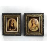 Pair of French miniature paintings on glass (one A/F)