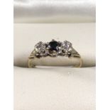 9ct gold sapphire and diamond ring, size approx K