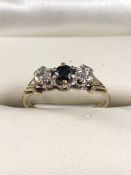 9ct gold sapphire and diamond ring, size approx K