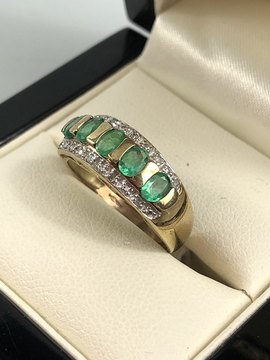 9ct gold emerald and diamond ring, approx size L.5 - Image 3 of 4