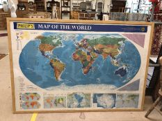 Framed poster of a Map of the World by Philips approx 165cm x 114cm