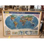 Framed poster of a Map of the World by Philips approx 165cm x 114cm