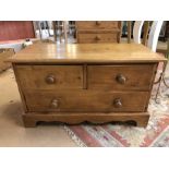 Low pine chest of three drawers