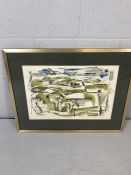 Charcoal and watercolour landscape signed FAHY