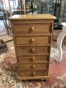 Tall pine chest of six drawers