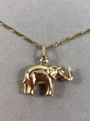 9ct Gold hallmarked chain with Gold coloured elephant pendant (approx 4.1g)