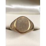 9ct Gold hallmarked 375 signet ring not engraved size 'R.5' weight approx 5.6g