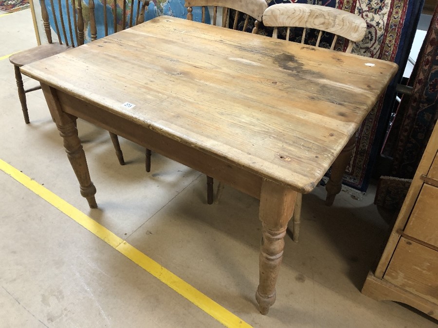 Pine kitchen table with drawer approx 113cm x 79cm x 71cm tall