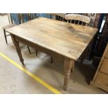 Pine kitchen table with drawer approx 113cm x 79cm x 71cm tall