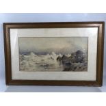 Ethel Sophia Cheeswright (British, 1874-1977), framed watercolour of rough seas with seagulls signed