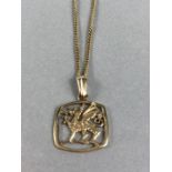 9ct Gold chain and 9ct Welsh dragon pendant total weight approx 4.4g