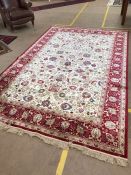 Ivory ground Kashmir carpet, all over floral pattern, approx 300cm x 200cm