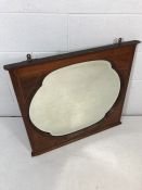 Inlaid wooden framed wall mirror with shaped oval bevel-edged glass approx 71cm x 78cm overall